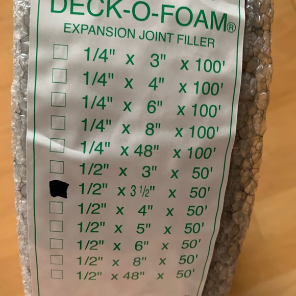 Other Deckofoam Expansion Joint Filler 12x3 12x5 Poshmark